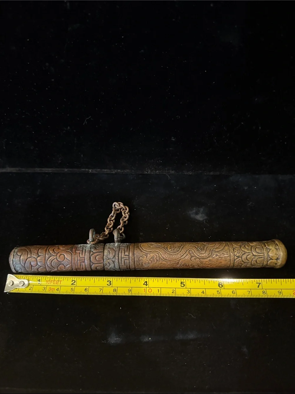 Antique Copper Scroll Holder or Prayer Tube of Asian or Middle Eastern origin